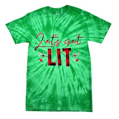 Lets Get Lit Christmas Holiday Party Tie-Dye T-Shirt