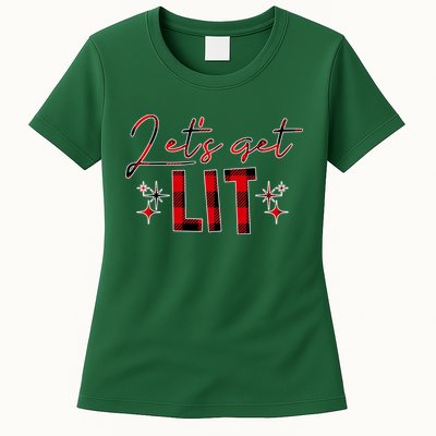 Lets Get Lit Christmas Holiday Party Womens T-Shirt