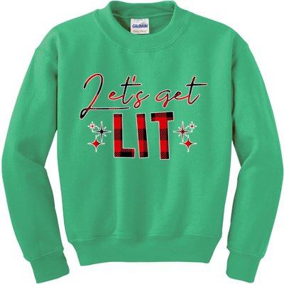 Lets Get Lit Christmas Holiday Party Kids Sweatshirt