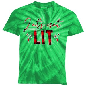 Lets Get Lit Christmas Holiday Party Kids Tie-Dye T-Shirt