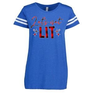 Lets Get Lit Christmas Holiday Party Enza Ladies Jersey Football T-Shirt