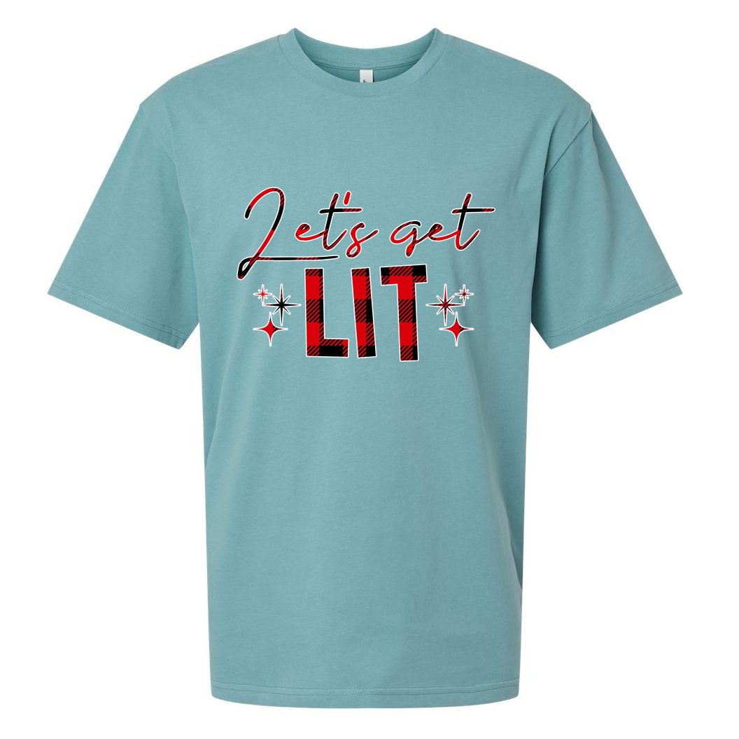 Lets Get Lit Christmas Holiday Party Sueded Cloud Jersey T-Shirt