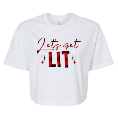 Lets Get Lit Christmas Holiday Party Bella+Canvas Jersey Crop Tee