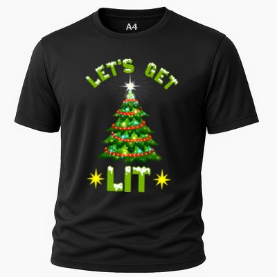 Lets Get Lit Funny Christmas Tree Lights Performance Shirt
