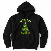 Lets Get Lit Funny Christmas Tree Lights Hoodie