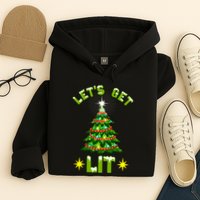 Lets Get Lit Funny Christmas Tree Lights Hoodie