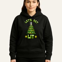 Lets Get Lit Funny Christmas Tree Lights Hoodie