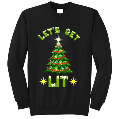 Lets Get Lit Funny Christmas Tree Lights Sweatshirt