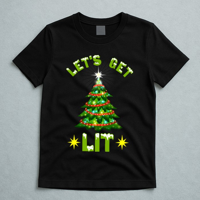Lets Get Lit Funny Christmas Tree Lights T-Shirt