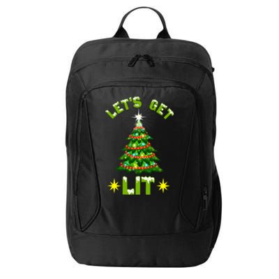 Lets Get Lit Funny Christmas Tree Lights City Backpack