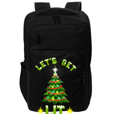 Lets Get Lit Funny Christmas Tree Lights Impact Tech Backpack