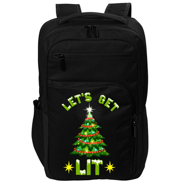 Lets Get Lit Funny Christmas Tree Lights Impact Tech Backpack