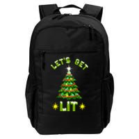 Lets Get Lit Funny Christmas Tree Lights Daily Commute Backpack