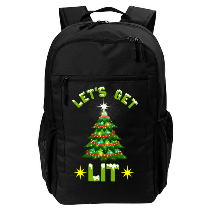 Lets Get Lit Funny Christmas Tree Lights Daily Commute Backpack