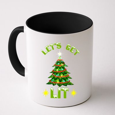 Lets Get Lit Funny Christmas Tree Lights Mug