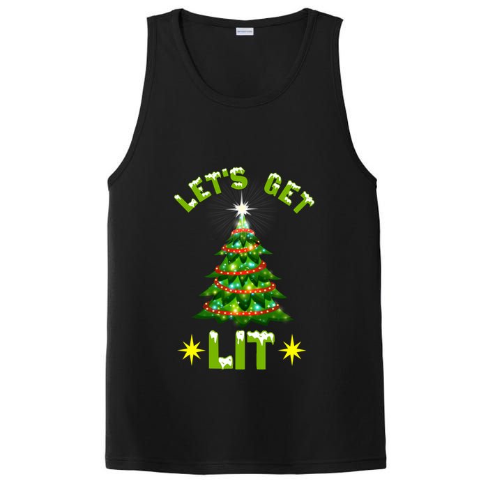 Lets Get Lit Funny Christmas Tree Lights PosiCharge Competitor Tank