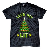 Lets Get Lit Funny Christmas Tree Lights Tie-Dye T-Shirt