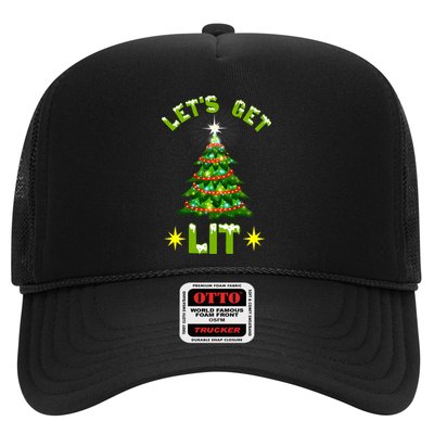 Lets Get Lit Funny Christmas Tree Lights Trucker Hat