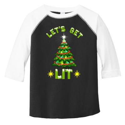 Lets Get Lit Funny Christmas Tree Lights Toddler Fine Jersey T-Shirt