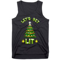 Lets Get Lit Funny Christmas Tree Lights Tank Top