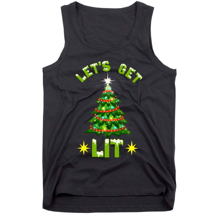 Lets Get Lit Funny Christmas Tree Lights Tank Top