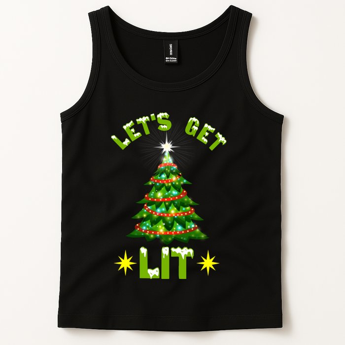 Lets Get Lit Funny Christmas Tree Lights Tank Top