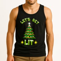 Lets Get Lit Funny Christmas Tree Lights Tank Top