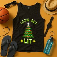 Lets Get Lit Funny Christmas Tree Lights Tank Top