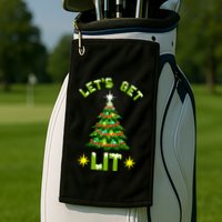 Lets Get Lit Funny Christmas Tree Lights Golf Towel