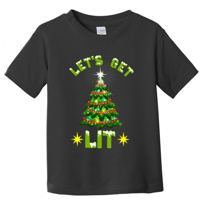 Lets Get Lit Funny Christmas Tree Lights Toddler T-Shirt