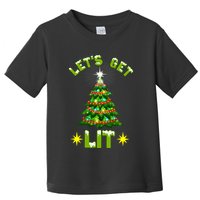 Lets Get Lit Funny Christmas Tree Lights Toddler T-Shirt