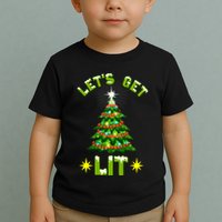 Lets Get Lit Funny Christmas Tree Lights Toddler T-Shirt
