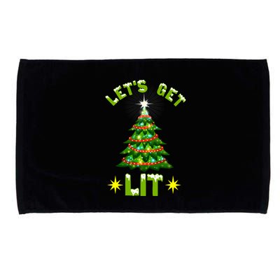 Lets Get Lit Funny Christmas Tree Lights Microfiber Hand Towel