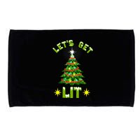 Lets Get Lit Funny Christmas Tree Lights Microfiber Hand Towel