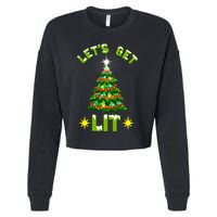 Lets Get Lit Funny Christmas Tree Lights Cropped Pullover Crew