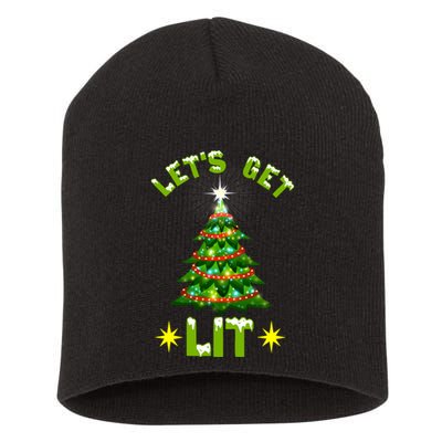 Lets Get Lit Funny Christmas Tree Lights Short Acrylic Beanie