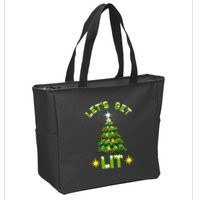 Lets Get Lit Funny Christmas Tree Lights Zip Tote Bag