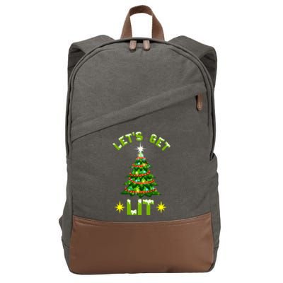 Lets Get Lit Funny Christmas Tree Lights Cotton Canvas Backpack