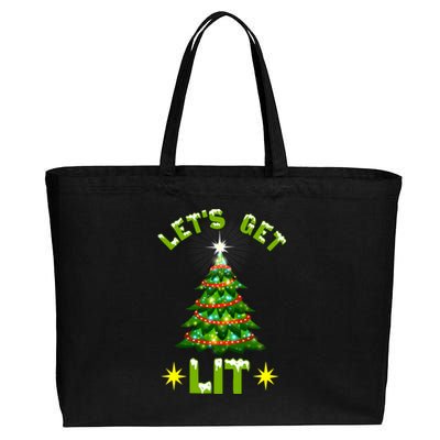 Lets Get Lit Funny Christmas Tree Lights Cotton Canvas Jumbo Tote