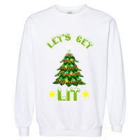 Lets Get Lit Funny Christmas Tree Lights Garment-Dyed Sweatshirt