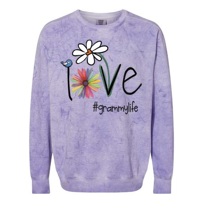 Love Grammy Life Art Flower Gift Colorblast Crewneck Sweatshirt