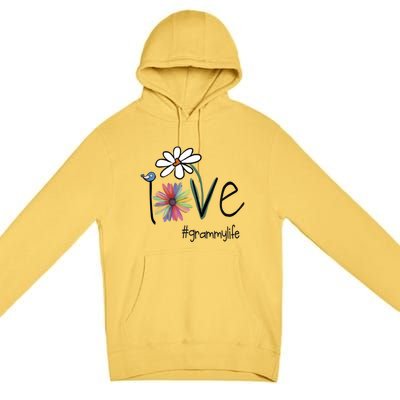 Love Grammy Life Art Flower Gift Premium Pullover Hoodie