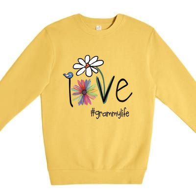 Love Grammy Life Art Flower Gift Premium Crewneck Sweatshirt