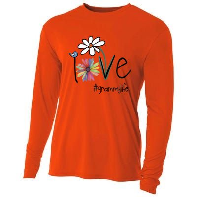 Love Grammy Life Art Flower Gift Cooling Performance Long Sleeve Crew