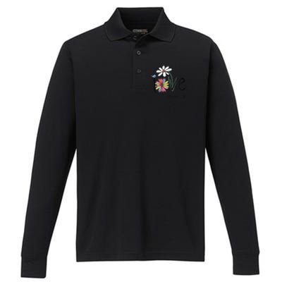 Love Grammy Life Art Flower Gift Performance Long Sleeve Polo