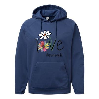 Love Grammy Life Art Flower Gift Performance Fleece Hoodie