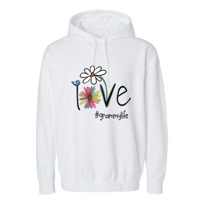 Love Grammy Life Art Flower Gift Garment-Dyed Fleece Hoodie