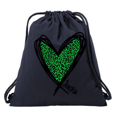 Lucky Green Leopard Print Saint Patricks Drawstring Bag