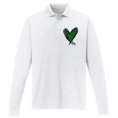 Lucky Green Leopard Print Saint Patricks Performance Long Sleeve Polo