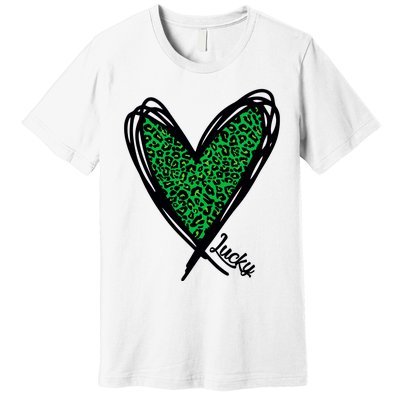 Lucky Green Leopard Print Saint Patricks Premium T-Shirt